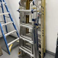 Quick Sale - 50% Off  - 18ft Reach Aluminum 6-in-1 Multi-Max Pro Multi-Position Ladder, 375lbs. Load Capacity