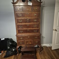 Vintage Heavy Dresser With Step Stool 