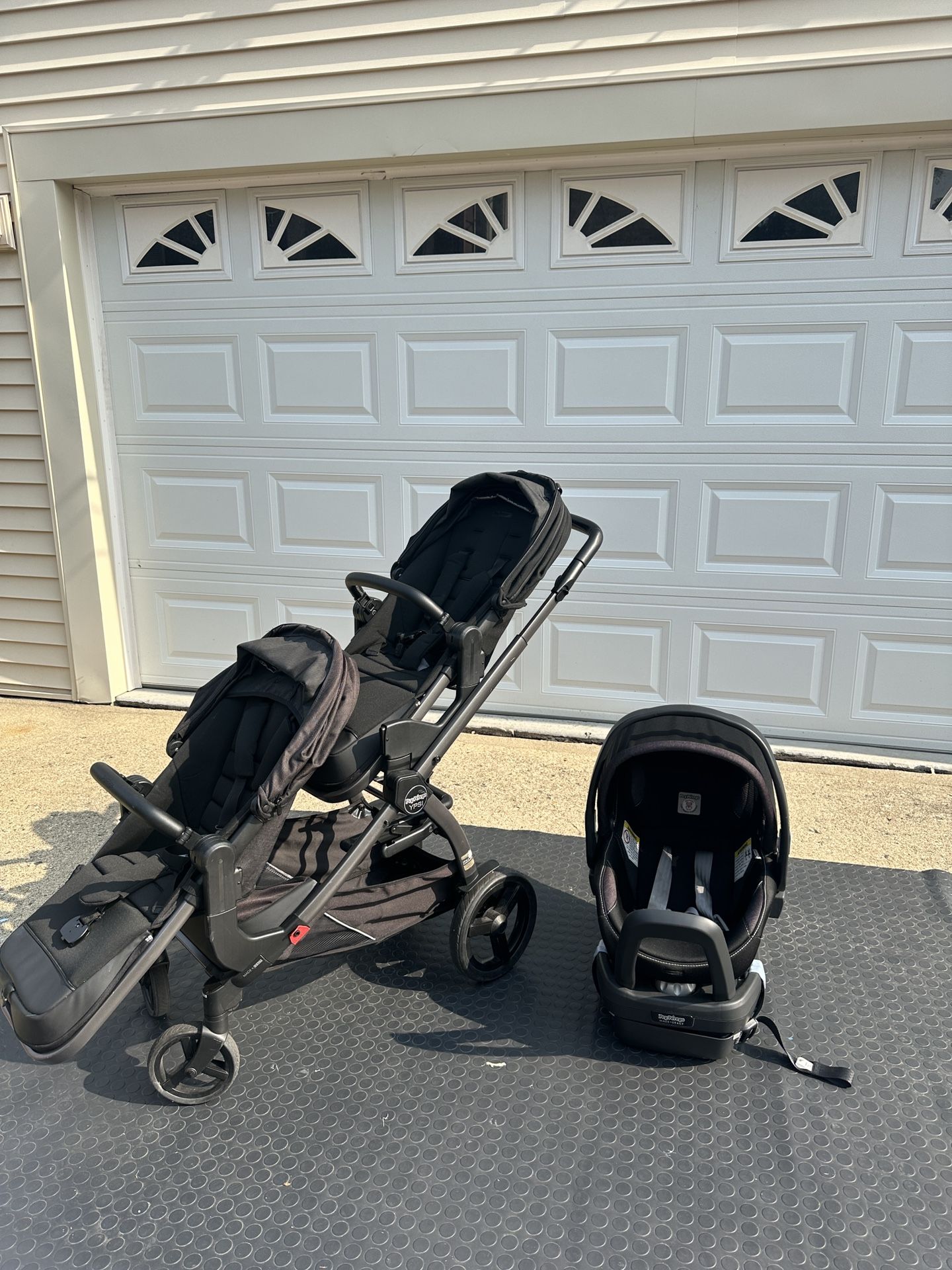 Peg Perego Double Stroller With Carrier & Base