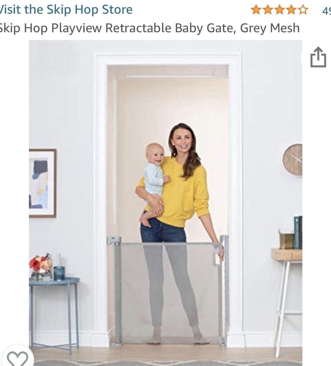 Skip Hop Playview Retractable Baby Gate, Grey Mesh