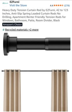 Heavy Duty Tension Curtain Rod 42 to 123 Inches,