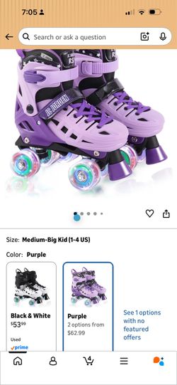Roller Skates for Kids Girls Boys, 4 Sizes Adjustable RollerSkates with Light Up Wheels for Children, Durable Outer Shell Roller Shoes, Beginners Outd