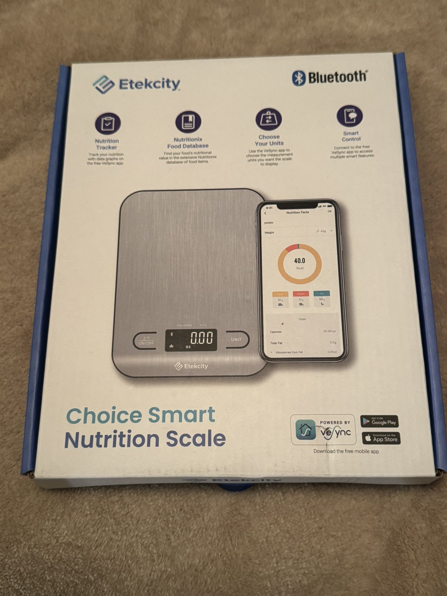 Etekcity Food Nutrition Kitchen Scale, Digital Grams and Ounces for Weight Loss, Baking, Cooking, Keto and Meal Prep, Large, 304 Stainless Steel