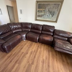 Brown Leather 5pc Sectional Couch
