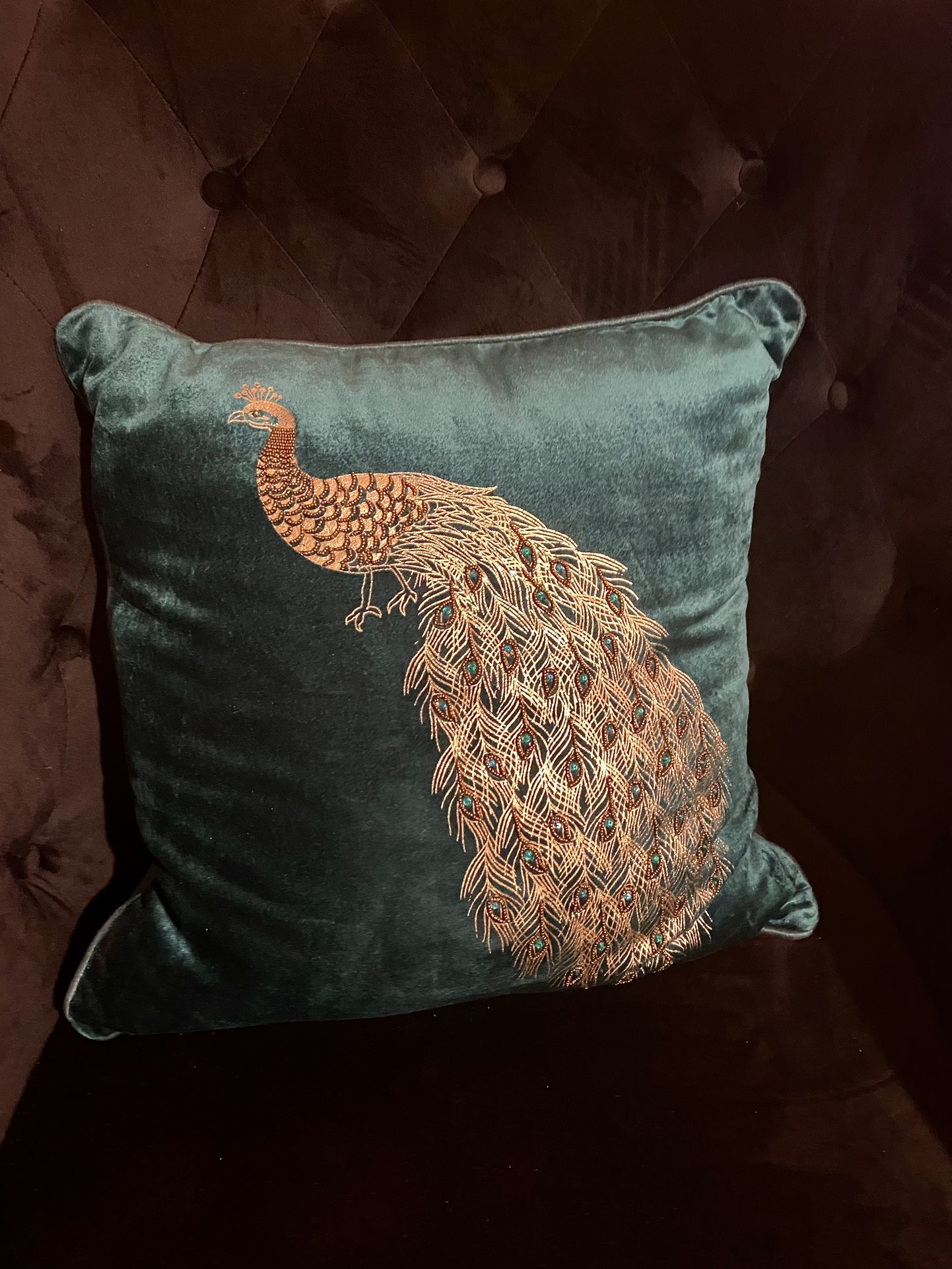 Pier 1 Teal Beaded Peacock Pillow for Sale in Portland, OR OfferUp