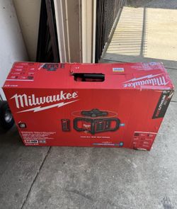 Milwaukee M18 2000 ft. Red Exterior Rotary Laser Level Kit with Receiver, Receiver Clamp, Tripod, an
