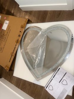 Heart-Shaped LED Mirror with Crystal Trim