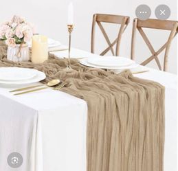 8 Beige Cheesecloth Table Runners