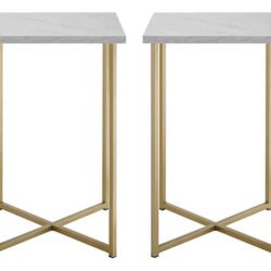 2 New White and Gold Side End Tables or Nightstands 