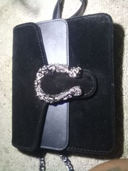 Black velvet mermaid buckle crossbody bag