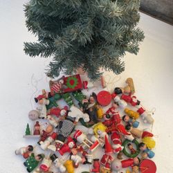 Christmas Vintage Wooden Set Hand Painted 