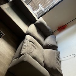 Grey Sectional W One Recliner 