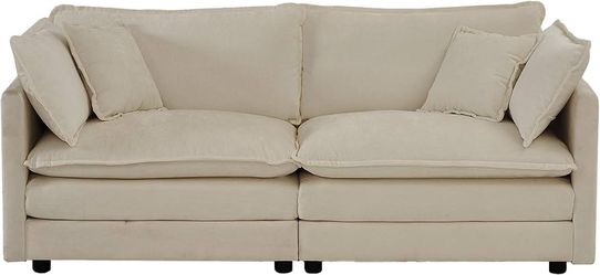 Couch,Loveseat Sofa, 2-Seat, Fabric,Upholstered,Large Size,Deep Seat, 4 Pillows,with backrest,armrests, Living Room,