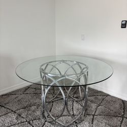 CONTEMPORARY ROUND GLASS DINING TABLE 