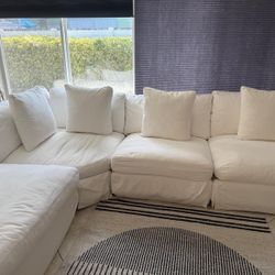 White Modular Sectional Sofa – Down & High-Density Foam