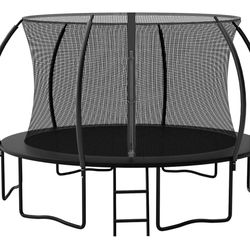 14FT Trampoline with Enclosure & Double Color Pad Cover 