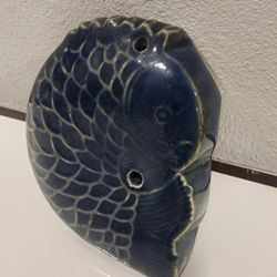 ANTIQUE Korean Blue Glaze Fish Shaped Porcelain Scholar Water Ink Dropper 3x2.75