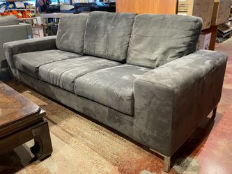 Boxy Modern Plush Grey 3-Seater Sofa