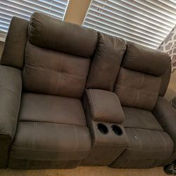 Ashley Brand Duel Reclining Microsuede Loveseat