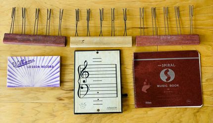 3 Vintage Music Staff Liners/Music Chalkboard Liners,lesson record book & music book, plus music board.