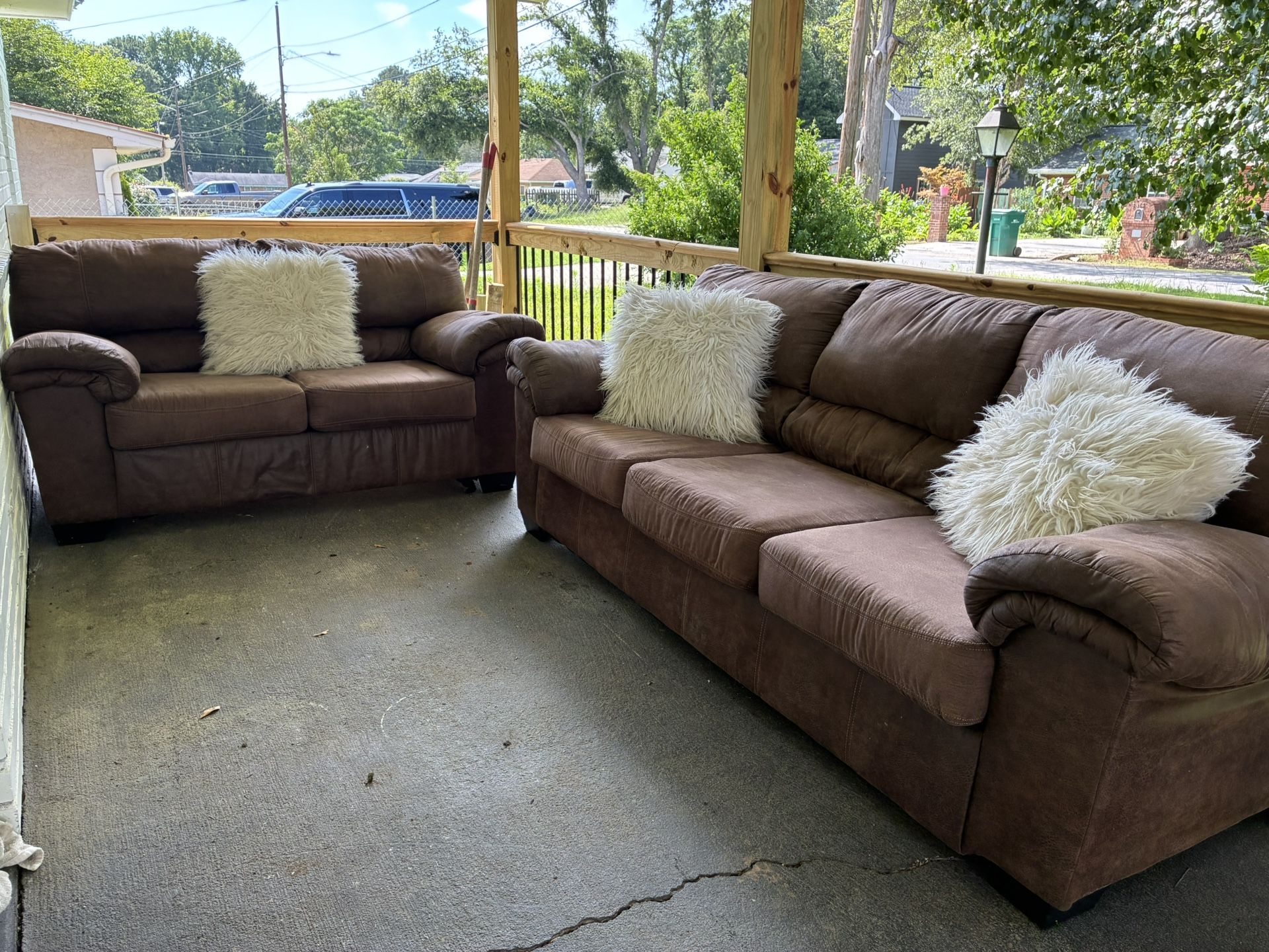 HAVERTYS PLUSH USED BROWN SOFA & LOVESEAT SET…$299 OBO…ALL OFFERS WELCOME!