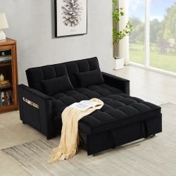 Velvet Convertible Loveseat Sleeper Sofa Couch 