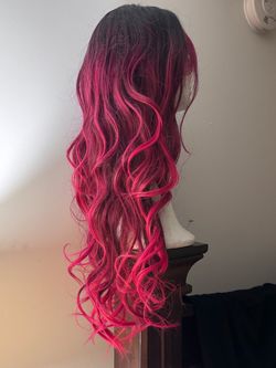 Magenta  wig - long