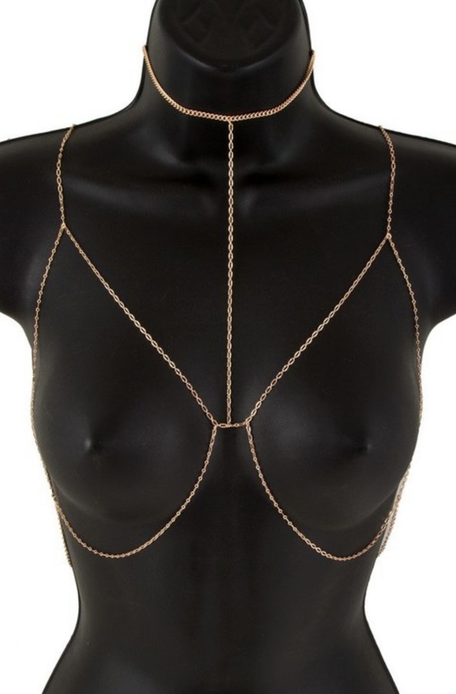 chain body jewelry/ choker detail bra