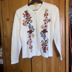 Vintage Susan Bristol Floral Embroidered Cardigan – Size S