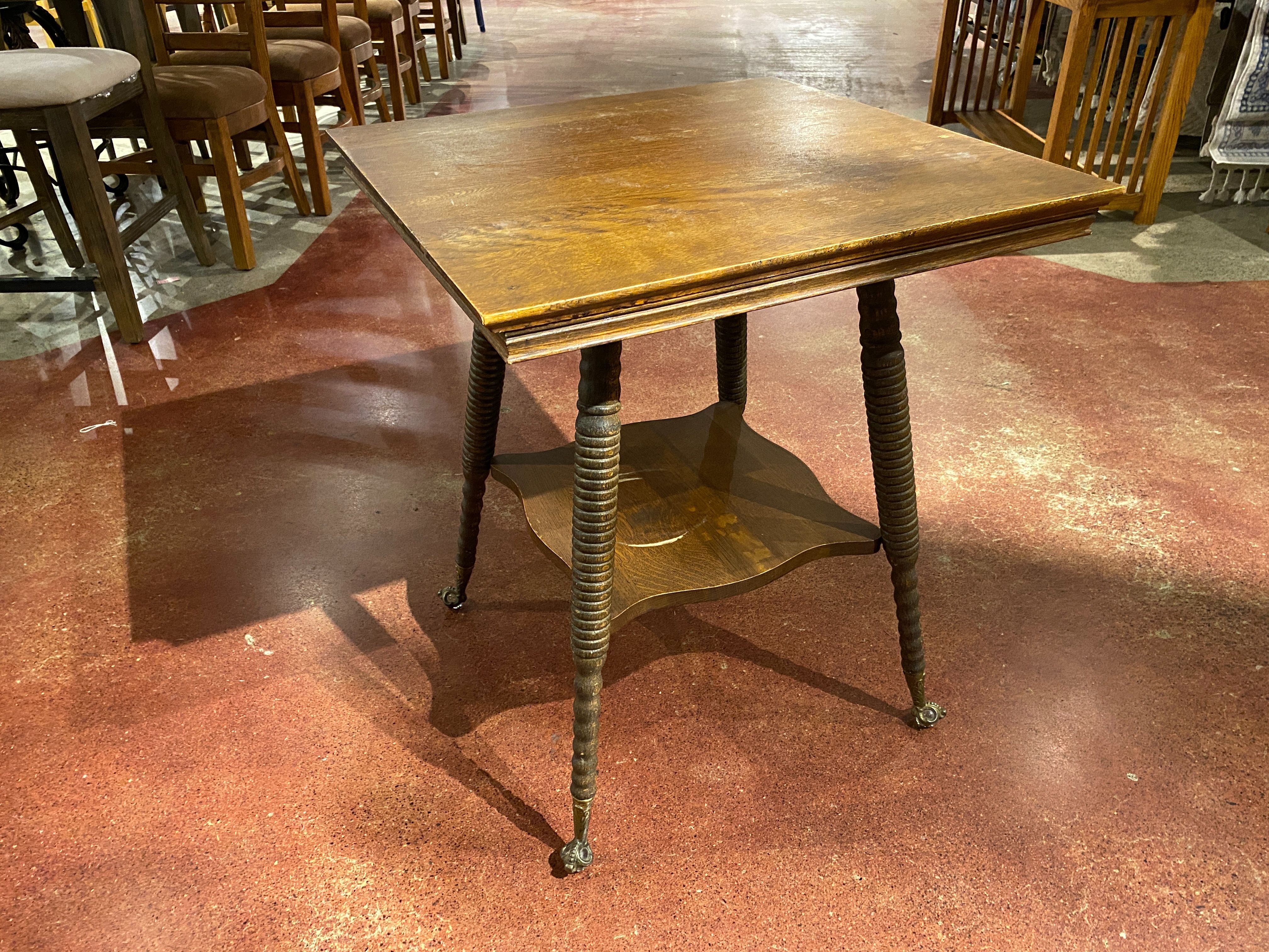 Antique Parlor Table with Claw and Glass Feet
