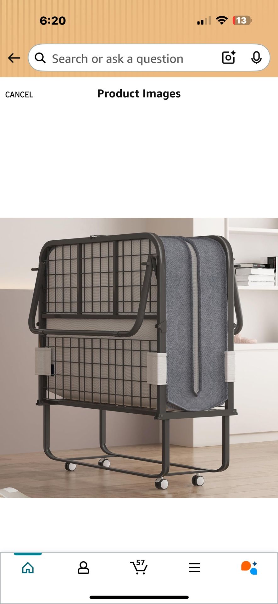 New in box Folding Bed with Mattress for Adults, Rollaway Bed with 5 Inch Memory Foam, Space Saving Portable Bed with Lockable Wheel, Sturdy Fold Up F