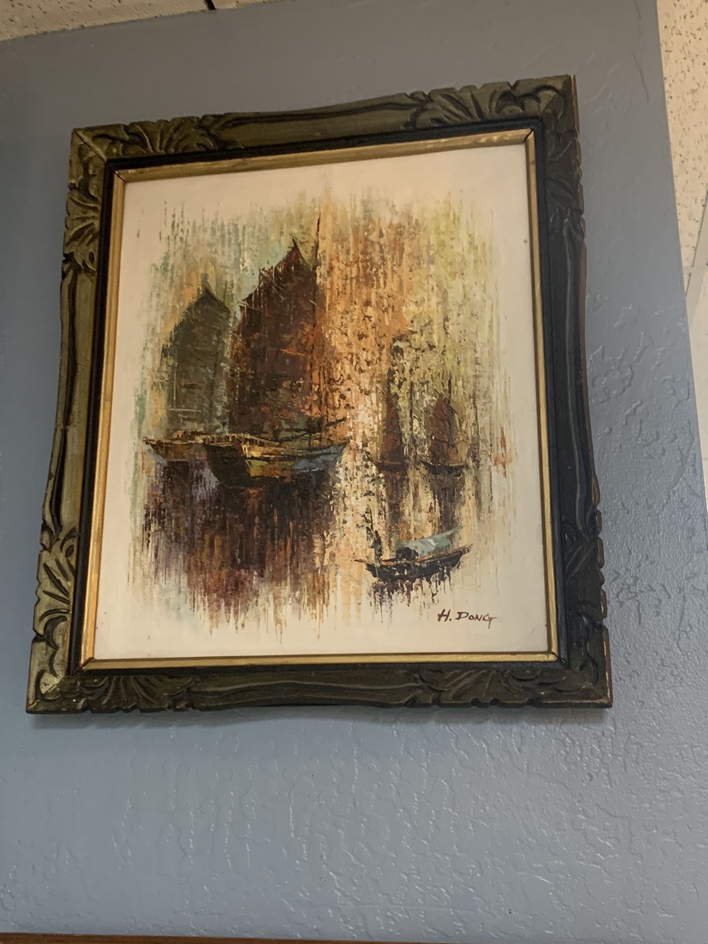 Vintage Framed Impasto Nautical Oil On Canvas Signed Painting