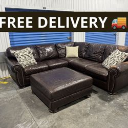 Large Geniune leather Sectional Couch Free Delivery 