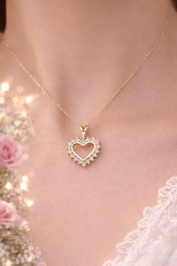 14 K Solid Gold And Natural Diamonds Necklace 