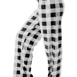 Womens Plaid Pajama Pants Comfy Loose Fit Lounge Sleep Bottom Wide Leg PJ Pants for Women with Drawstring Blue