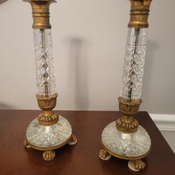 Antique 
Bronze and Cut Glass
Candlesticks 