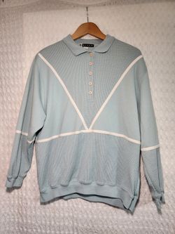 Vintage 1980's Blast Women's Large Sweatshirt 1/4 Button Blue