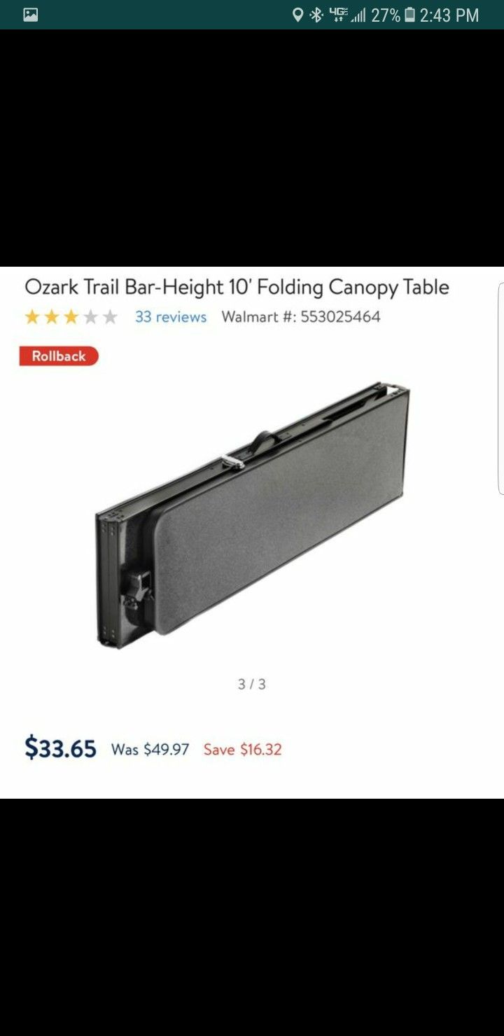 Ozark Trail Bar-Height 10' Folding Canopy Table