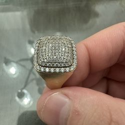 Solid 10k Yellow Gold Ring Iced Out CZ Size 10.5
