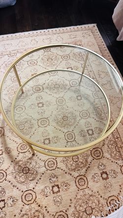Round Tempered  Glass Top Gold Coffee Table
