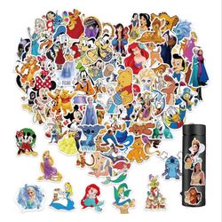 100 Pcs Cartoon Disney Stickers for Water Bottle, Helmet, Laptop, Phone, Princess Decals Gifts, Party Favors, Cartoon Movie Characters Sticker Decorat