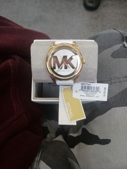 Michael Kors Gold Watch With White Wrist Band