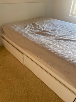Queen-size IKEA MALM Bed Frame with 2 Storage Drawers