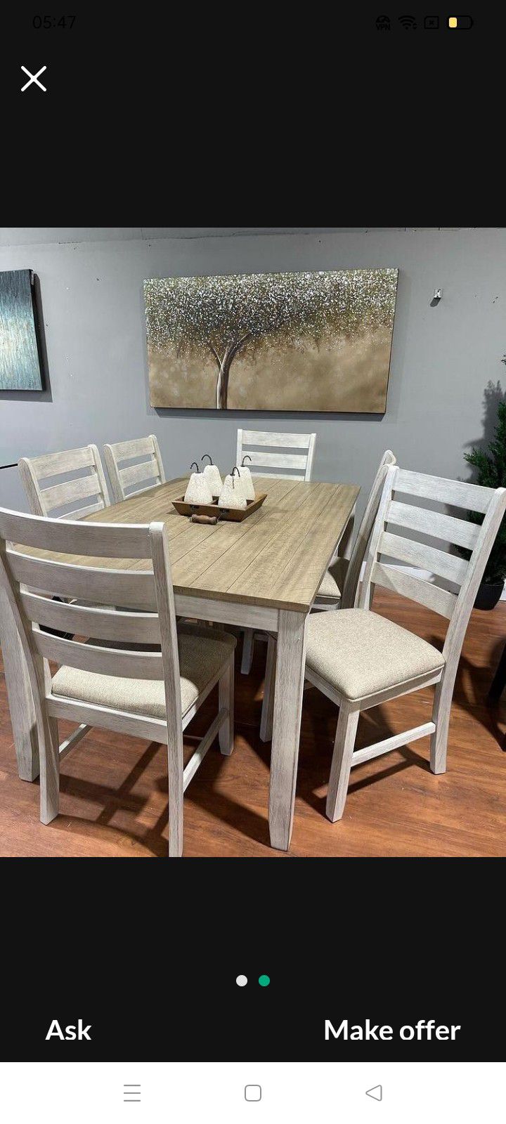 Big Sale ! Skempton Dining Room Furniture Set Of 7 | Table And Chairs Set , Two Tone Color Kitchen Decor @ Next-day Delivery 🚚