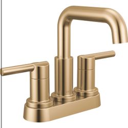 Brand New In The Box- Delta Faucet Nicoli Centerset Bathroom Faucet, Champagne Bronze 2-Handle Bathroom Faucet, Delta Bathroom Sink Faucet, Gold 3-Hol