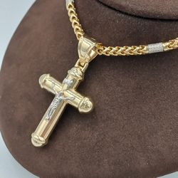 14k 2t Chain W Crucifix, 35 Grams 23" ( Chain) 6.6 Grams 2.5" ( Crucifix)