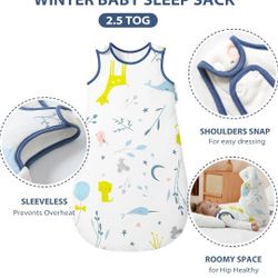  months Mosebears Sleep Sack Baby Wearable Blanket with 2-Way Zipper,2.5 TOG Cotton Sleep Sack Unisex