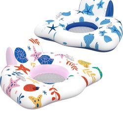 Inflatable Pool Floats Adult, Floating Lounge Chairs with Cup Holders