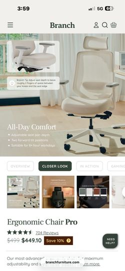 Branch Ergonomic Chairs - White Base