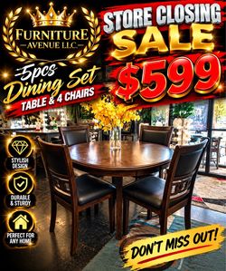 5-Piece Round Dining Table and Chair Set